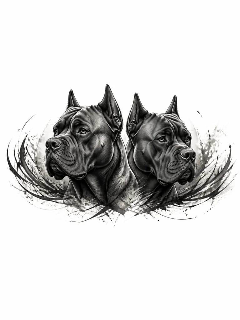 Тату эскиз: 2 кане корсо суки