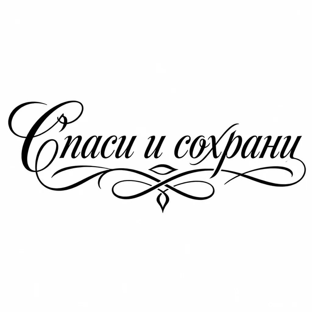 Тату эскиз: Font: Спаси и сохрани  (elegant calligraphy)