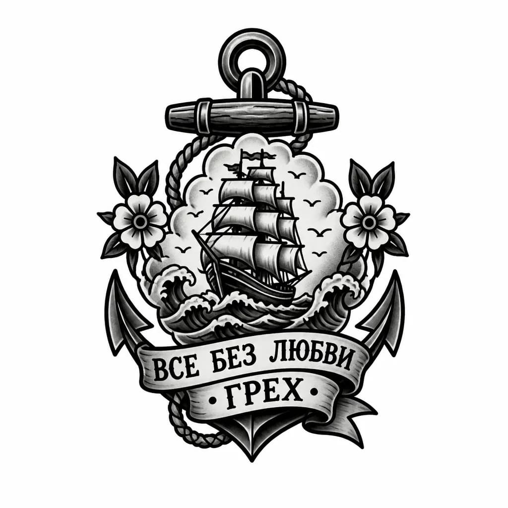 Тату эскиз: Все без любви грех
