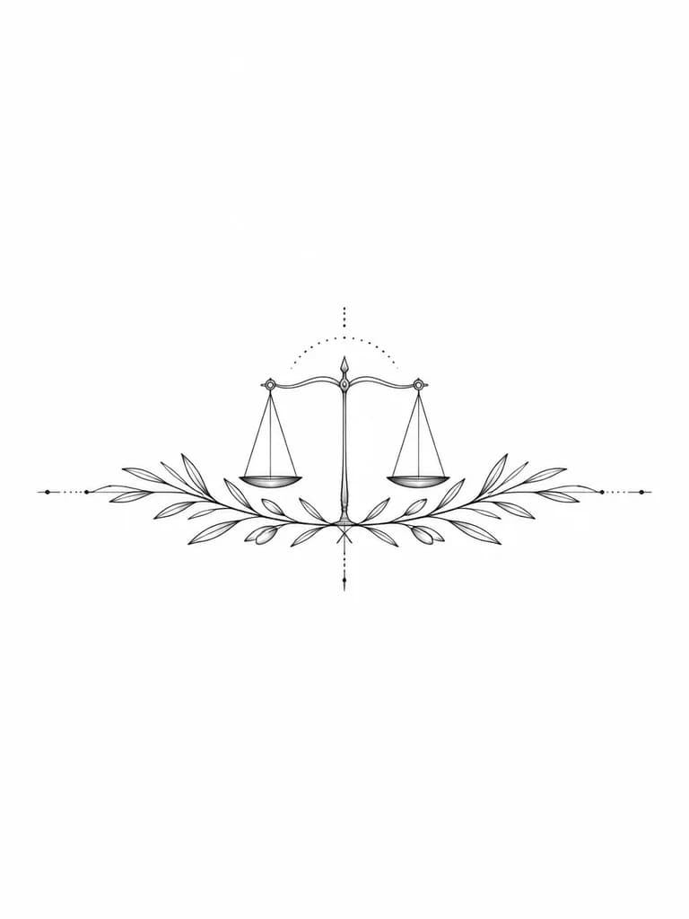 Тату эскиз: Весы и оливковая ветвь