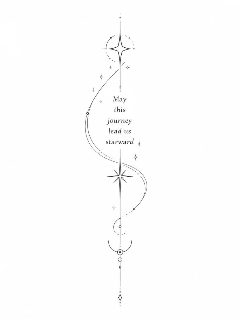 Тату эскиз: Фраз из игры honkai star rail: May this journey lead us starward