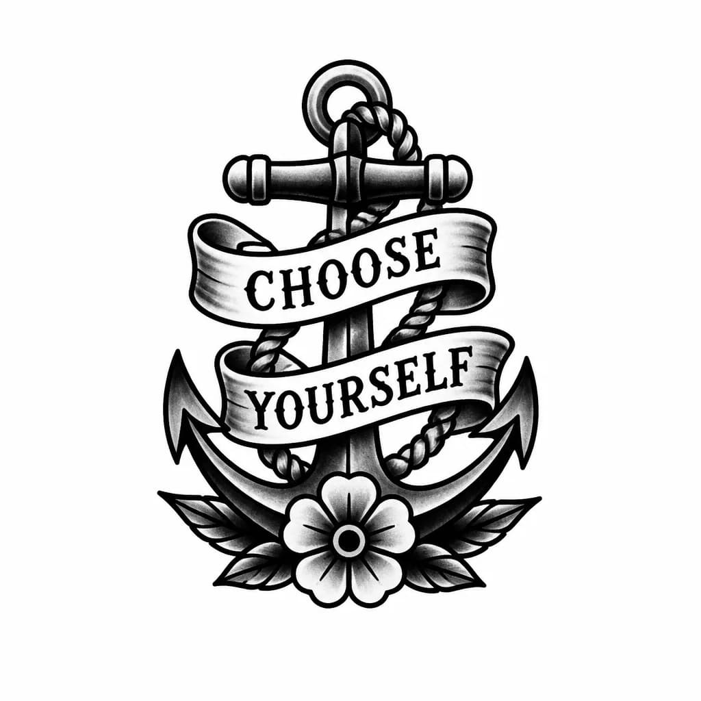 Тату эскиз: Создай эскиз на боковой стороне ладони со словами "CHOOSE YOURSELF". 
