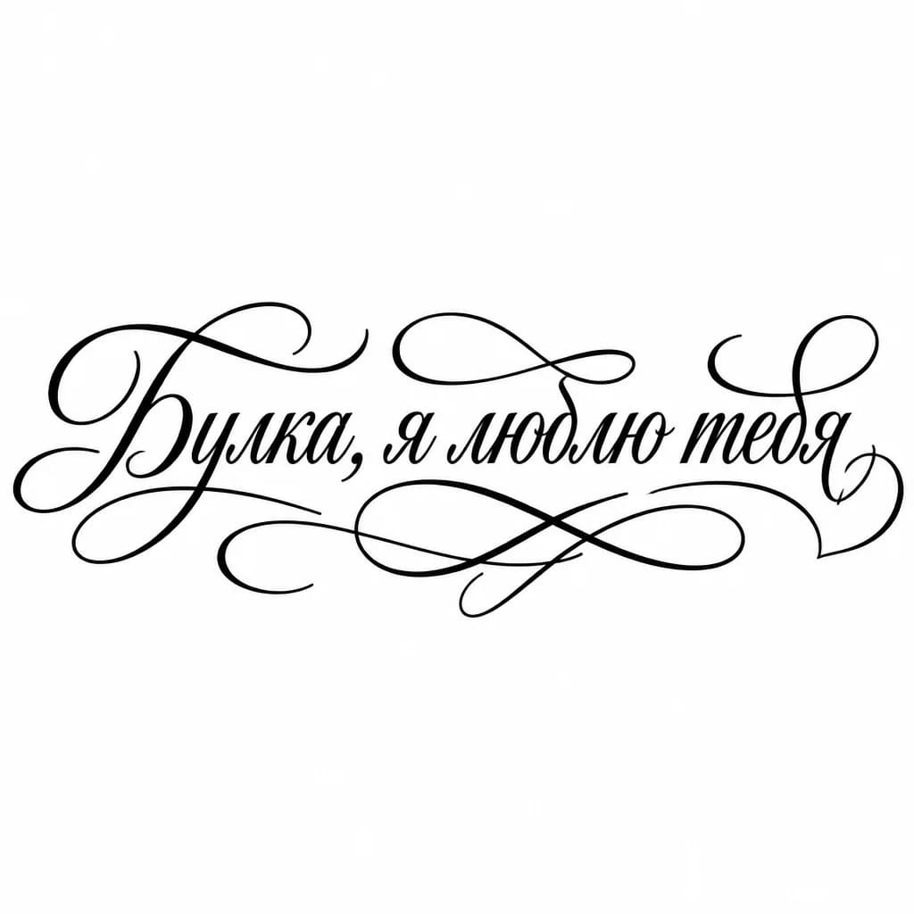 Тату эскиз: Font: Булка, я люблю тебя (elegant calligraphy)