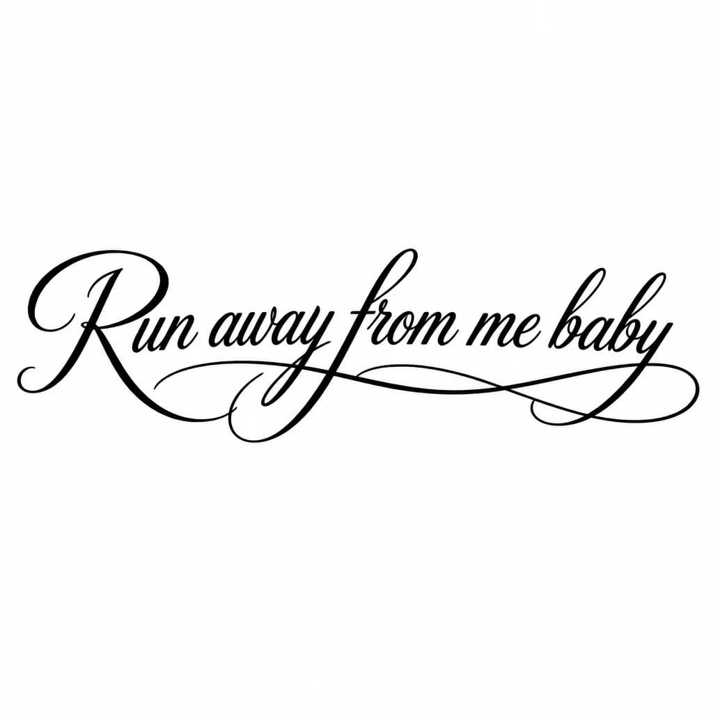 Тату эскиз: Font: Run away from me baby  (elegant cursive script)