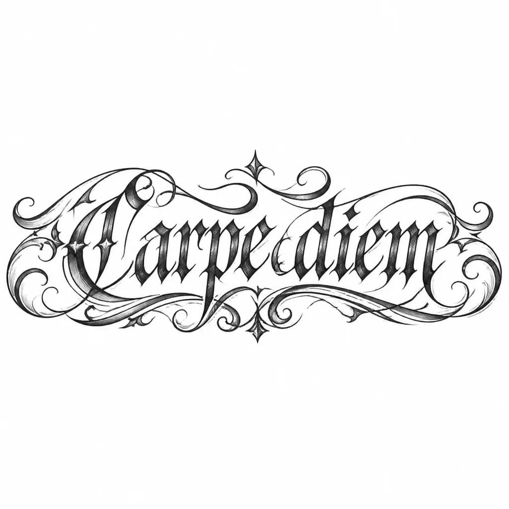 Тату эскиз: Предплечье надпись Carpe diem 
