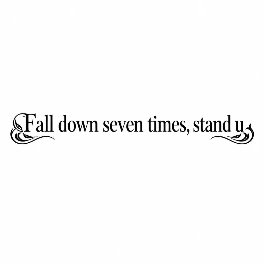 Тату эскиз: Font: Fall down seven times, stand u (classic serif)