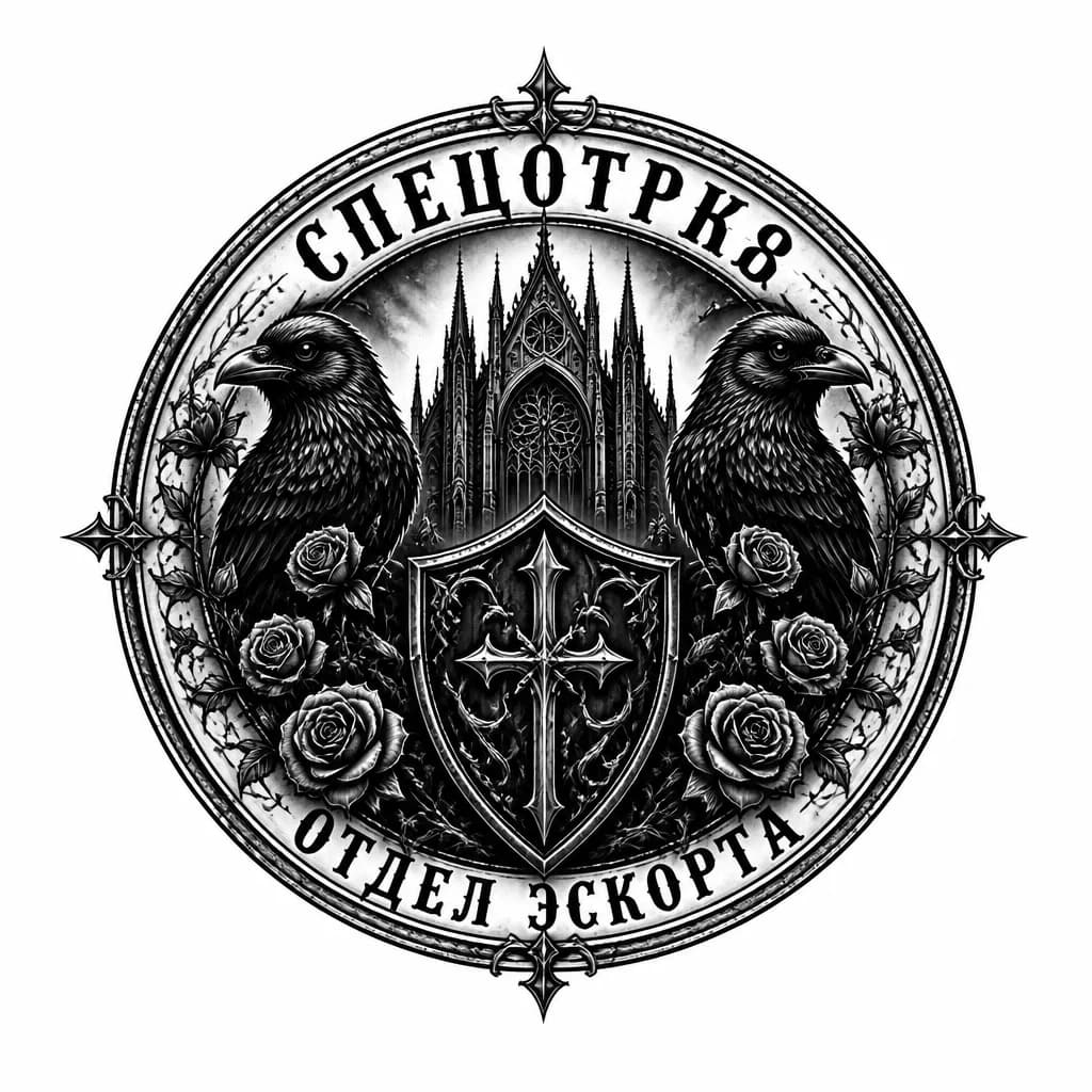 Тату эскиз: Крутая круглая военная тату без черепа