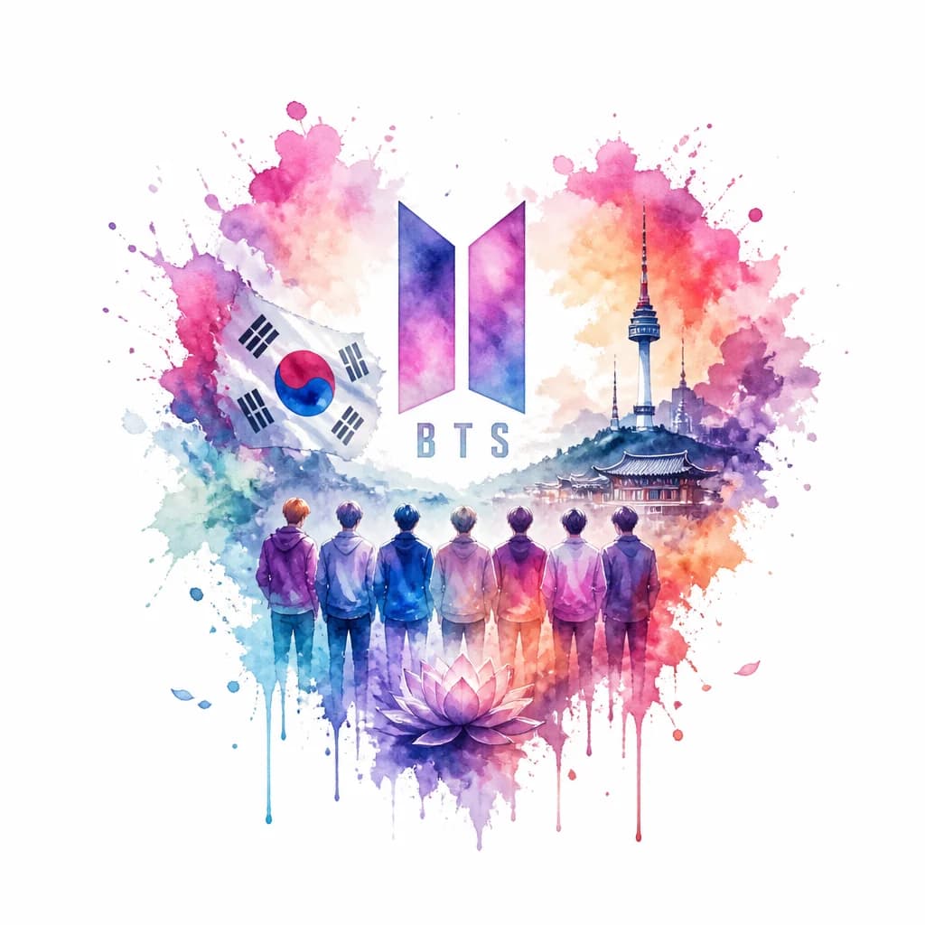 Тату эскиз: Идея тату любовь к группе BTS, Южной Кореи 
