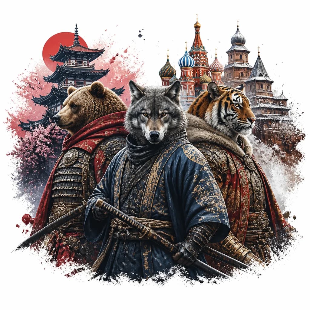 Тату эскиз: животные - воин, самурай , ронин, Русь, Япония,  