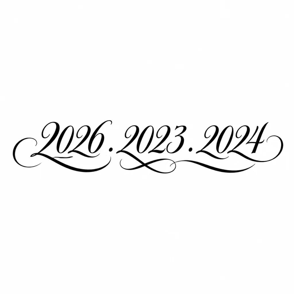 Тату эскиз: Font: 2026 
2023 
2024 (elegant calligraphy)