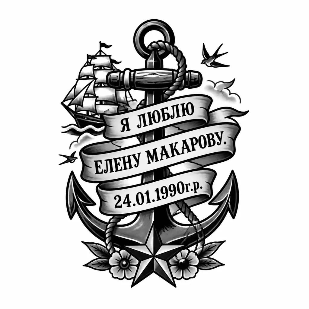 Тату эскиз: Я люблю Елену Макарову
24.01.1990г.р.