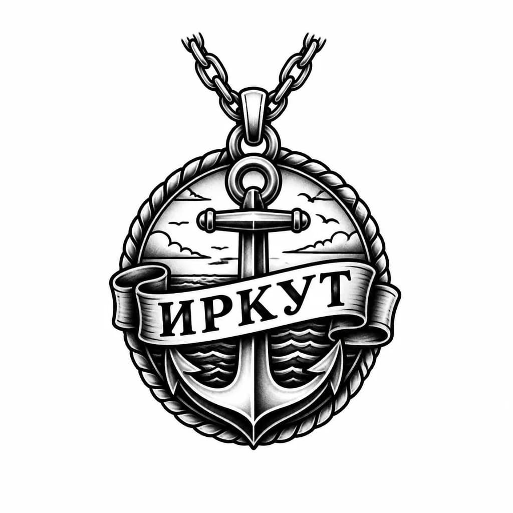 Тату эскиз: Хочу сделать тату как будто кулон с позывным ИРКУТ 
