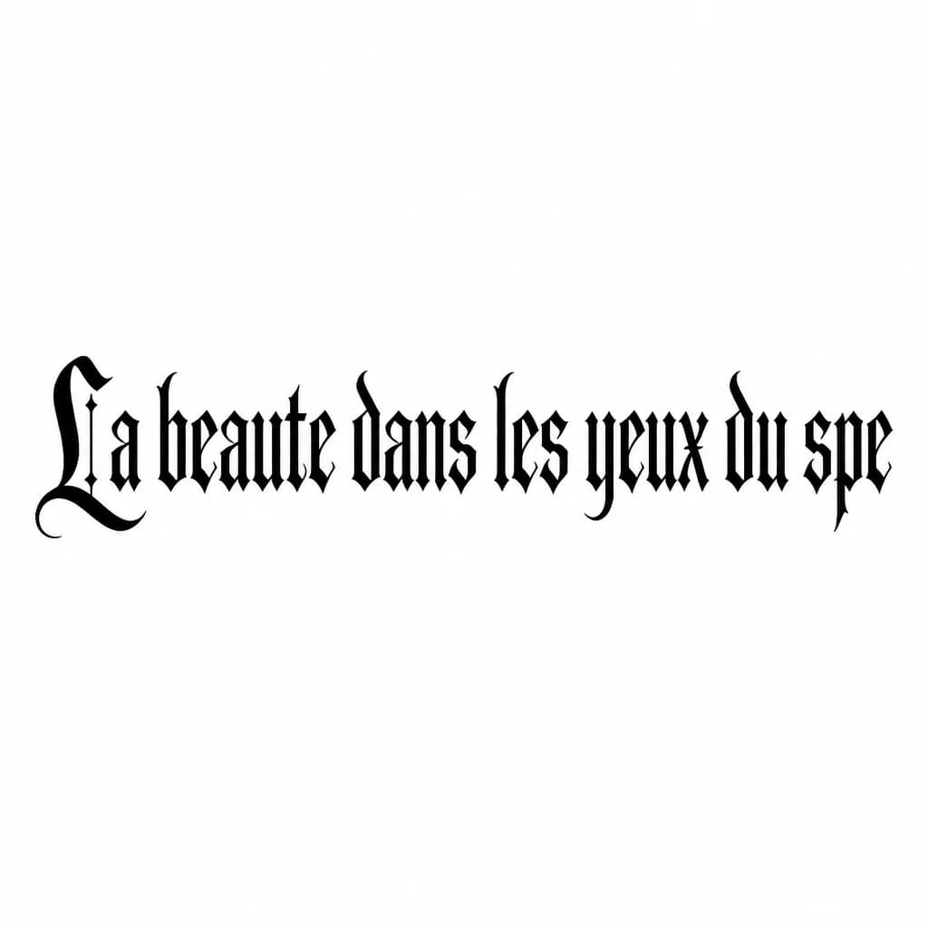 Тату эскиз: Font: La beauté dans les yeux du spe (gothic dark lettering)