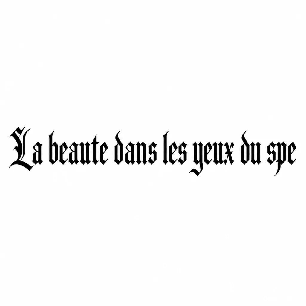 Тату эскиз: Font: La beauté dans les yeux du spe (old english blackletter)