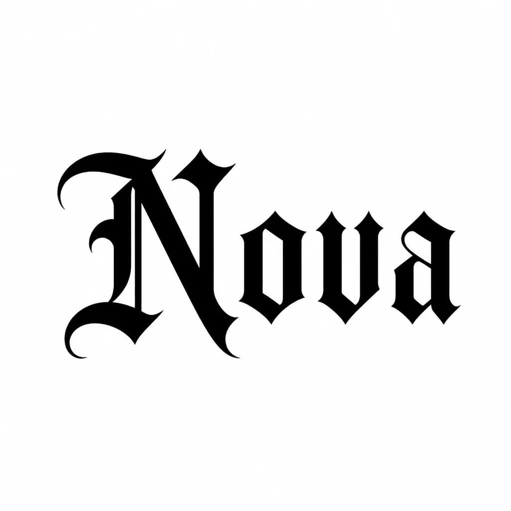 Тату эскиз: Font: Nova  (gothic dark lettering)