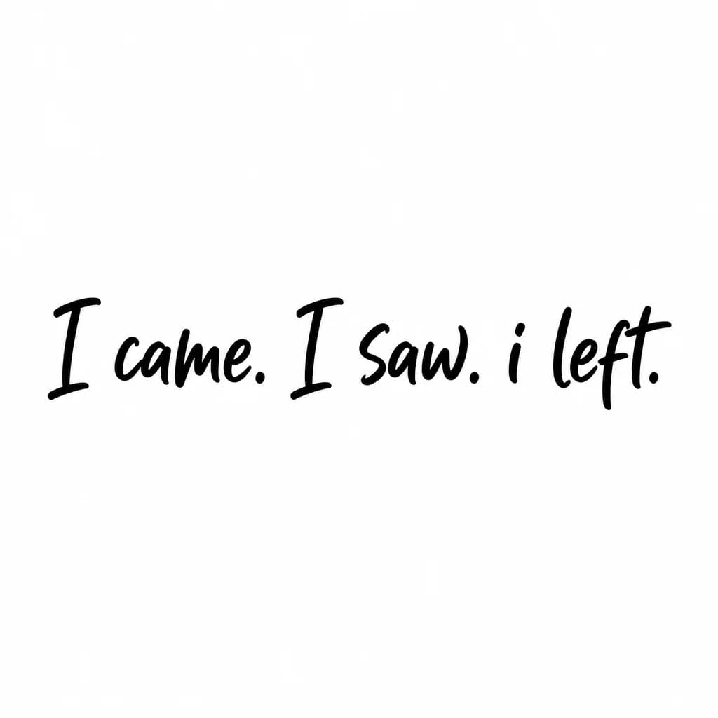 Тату эскиз: Font: I came. I saw. i left. (casual handwritten)