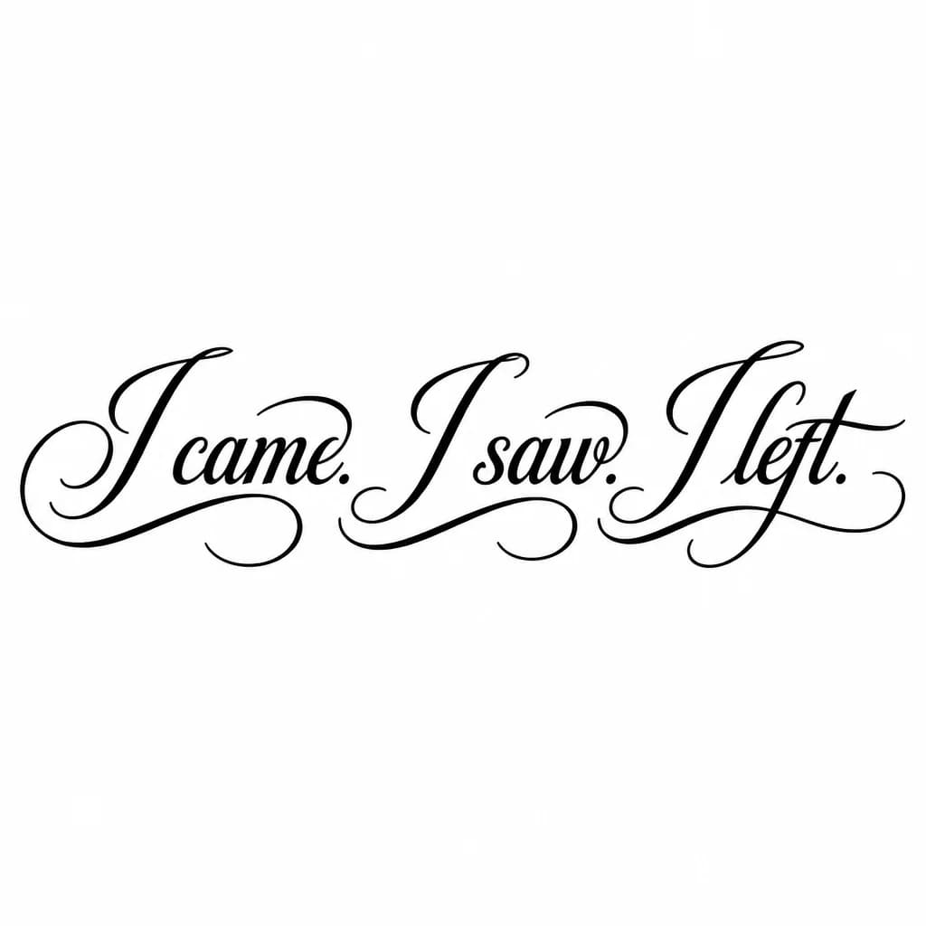 Тату эскиз: Font: I came. I saw. I left. (elegant calligraphy)