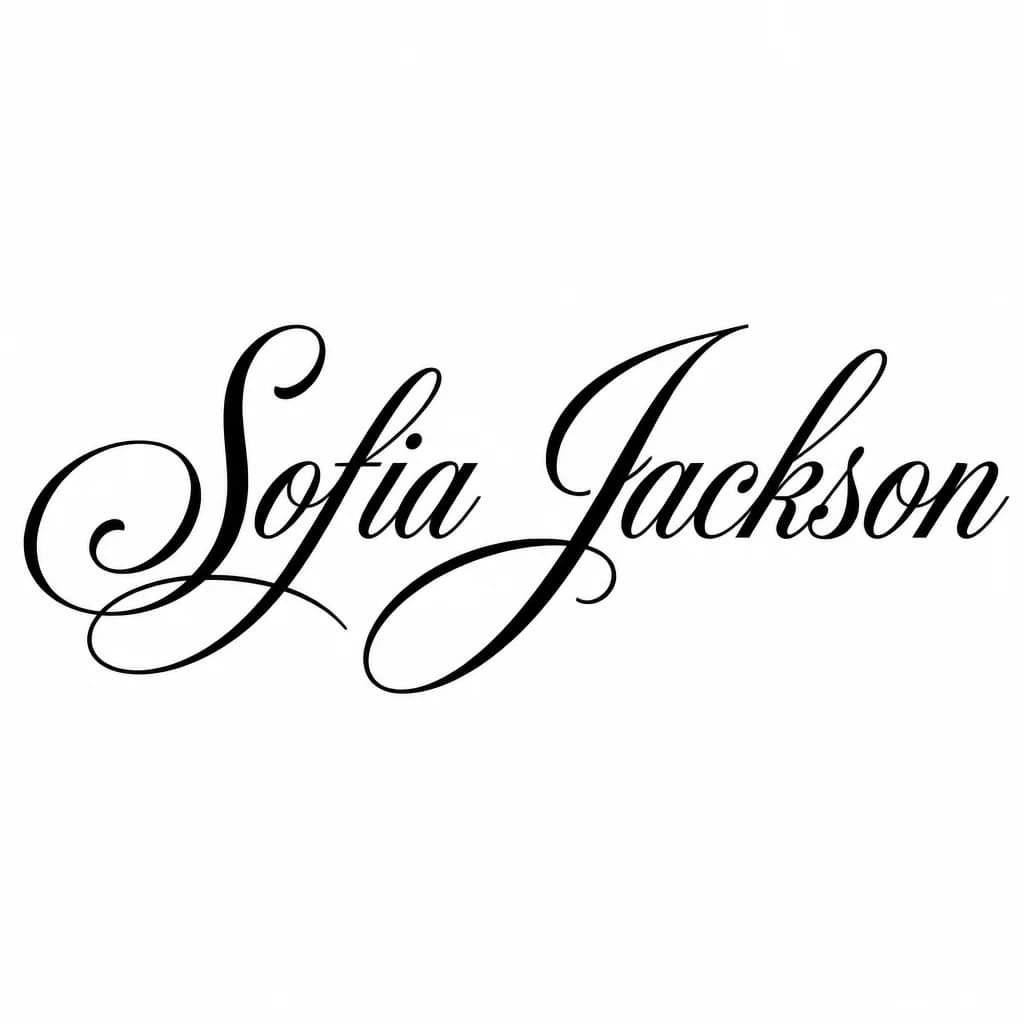 Тату эскиз: Font: Sofia Jackson  (elegant cursive script)