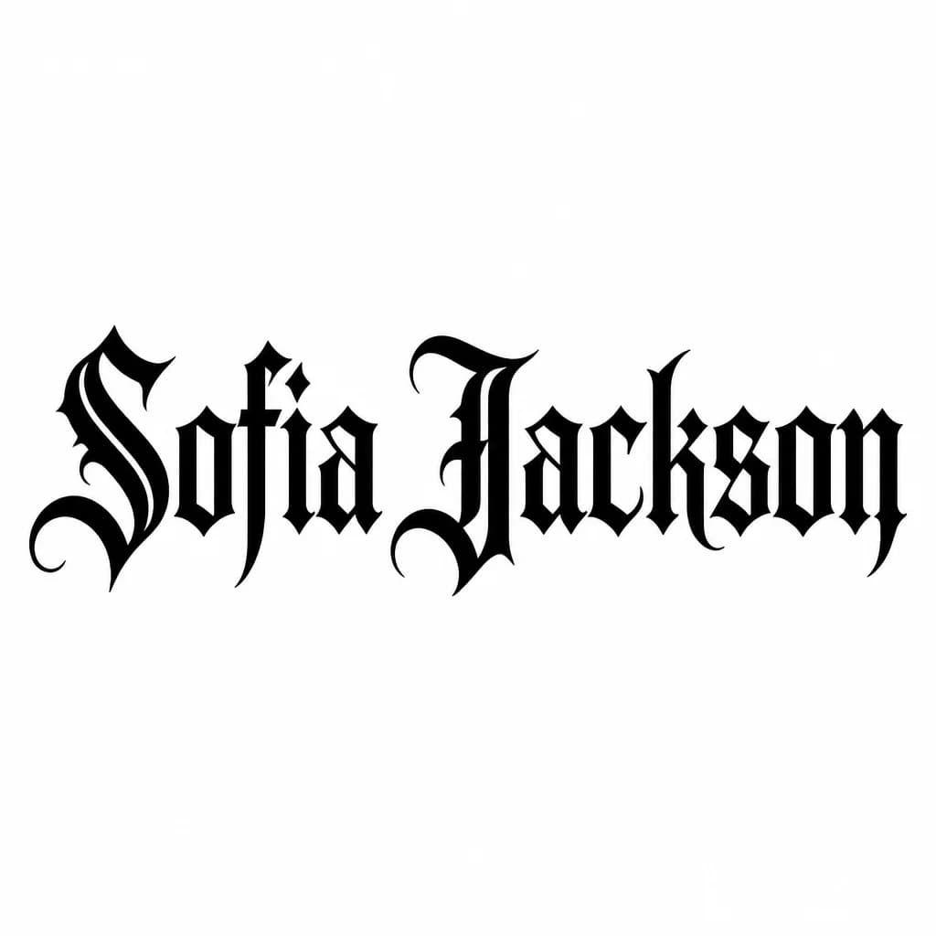 Тату эскиз: Font: Sofia Jackson  (gothic dark lettering)