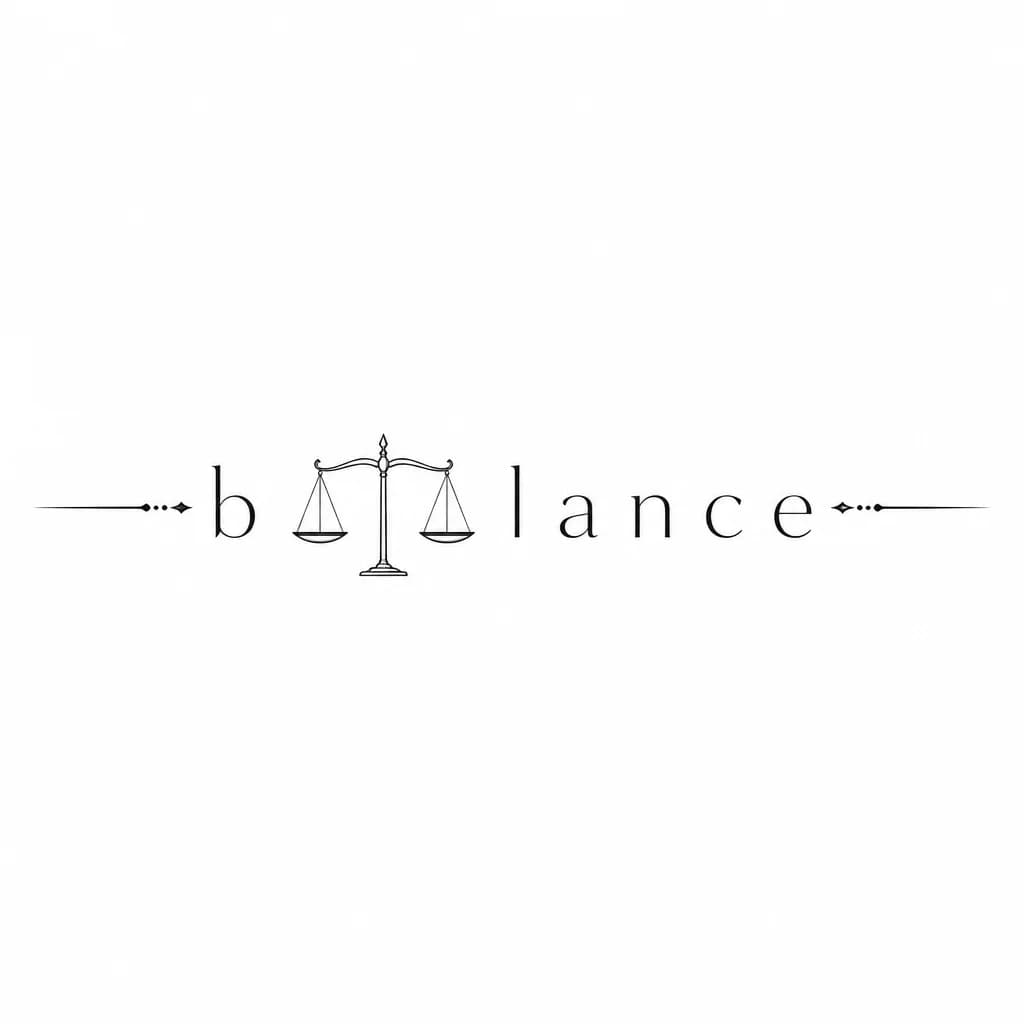 Тату эскиз: Слово Balance ? вместо буквы А, заменить на чашу весов