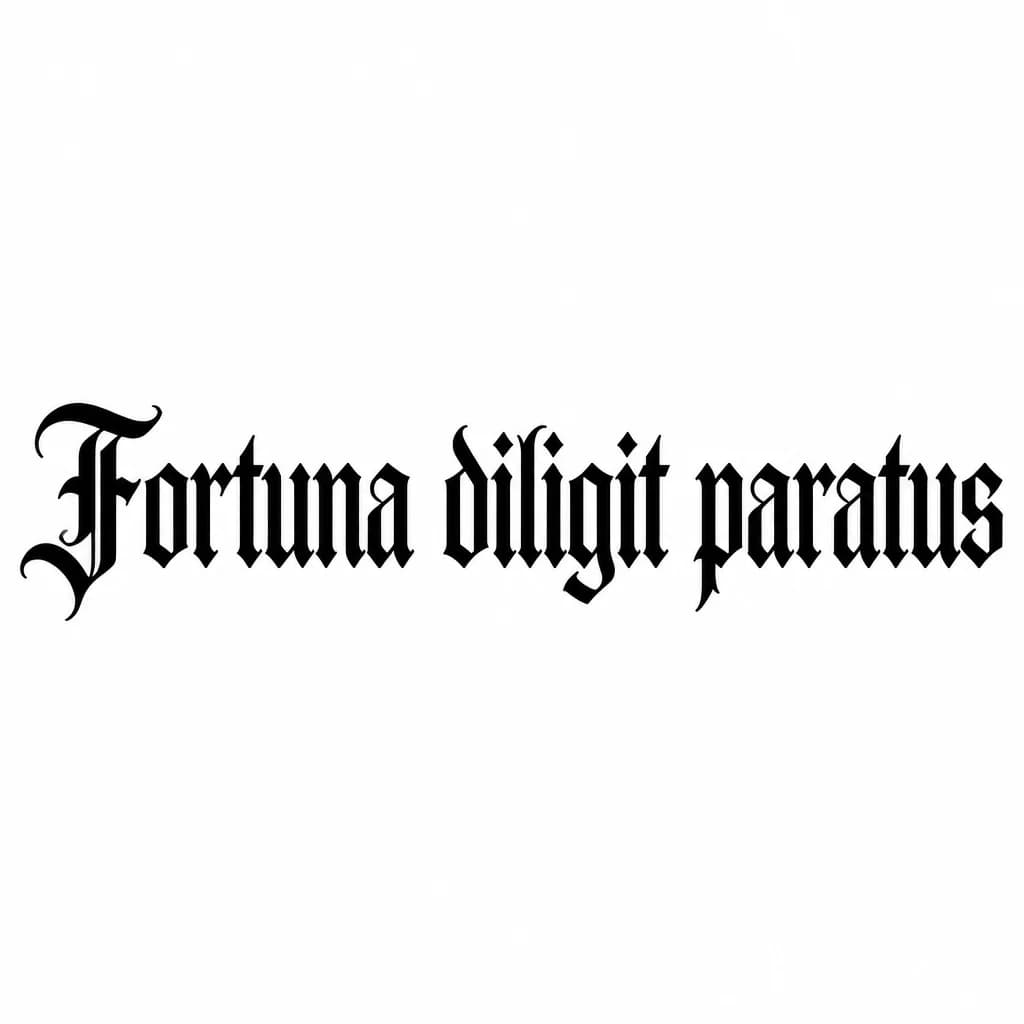 Тату эскиз: Font: Fortuna diligit paratus (old english blackletter)