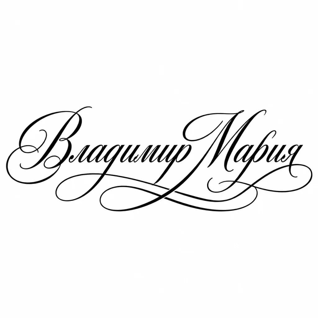 Тату эскиз: Font: Владимир Мария  (elegant cursive script)