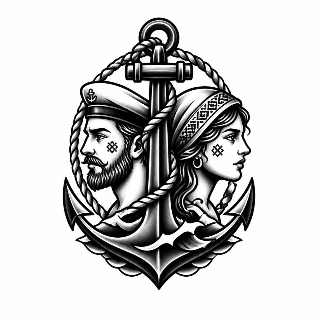 Тату эскиз: Парная славянская тату