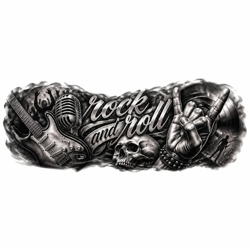 Тату эскиз: rock and roll