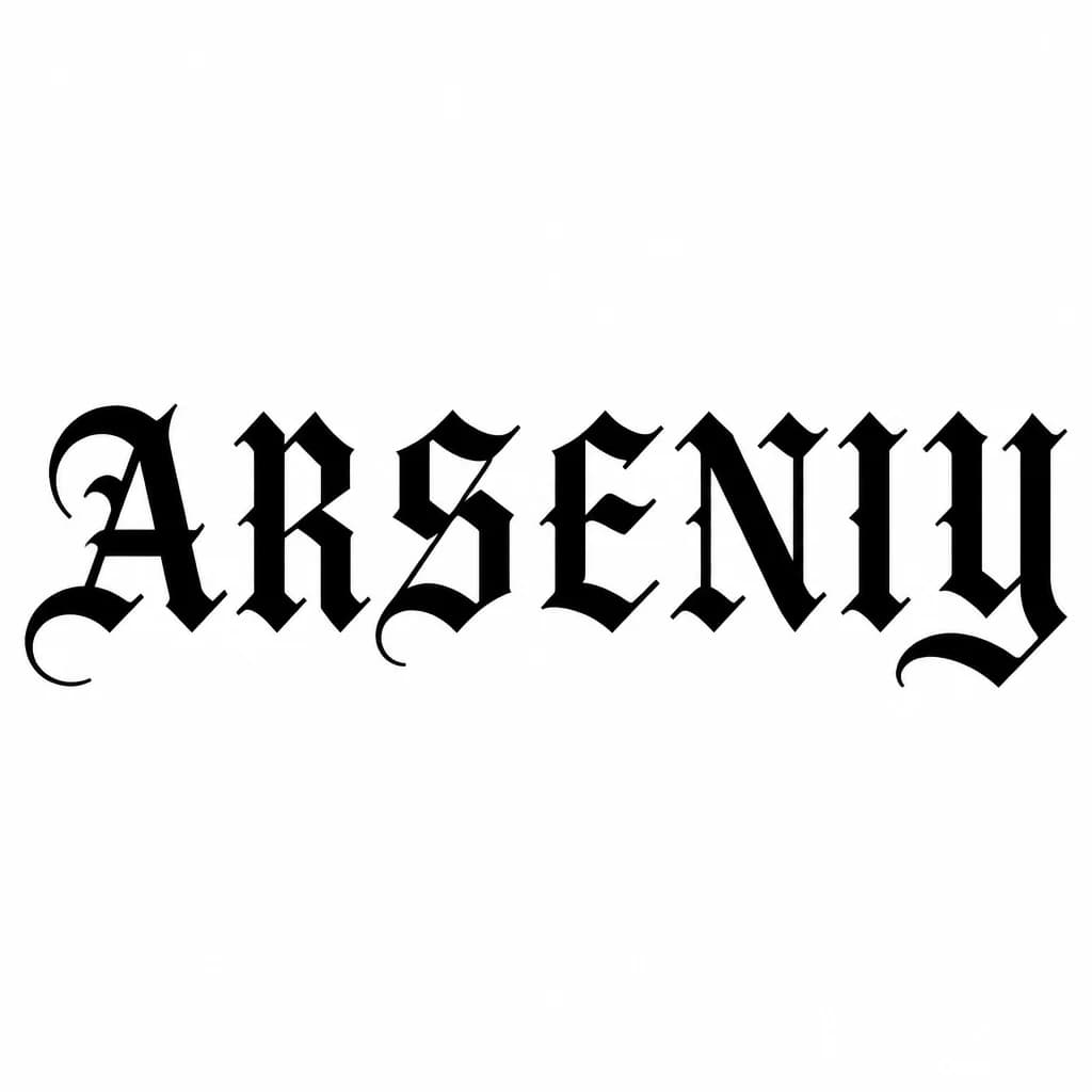 Тату эскиз: Font: ARSENIY (old english blackletter)