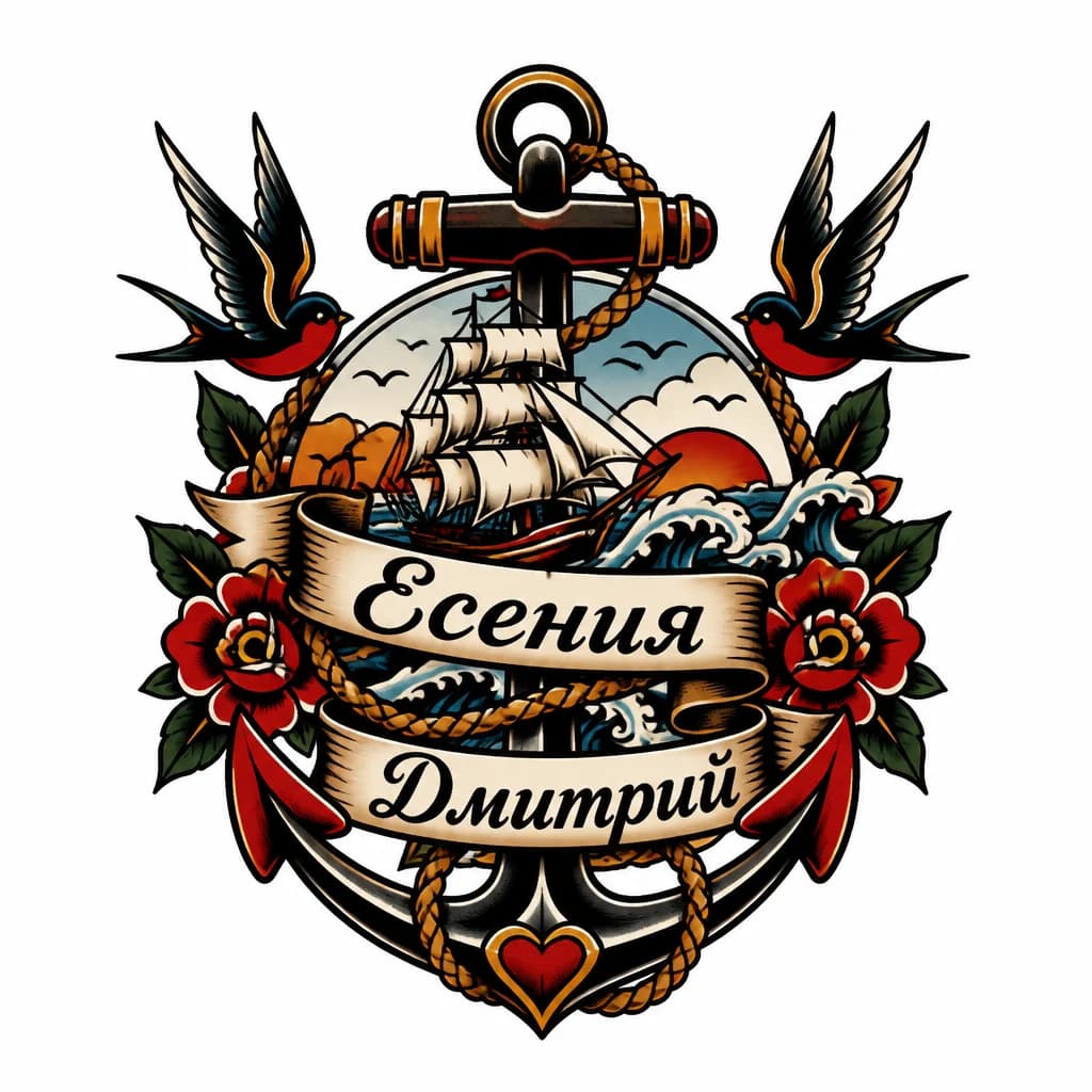 Тату эскиз: Имя Есения Дмитрий