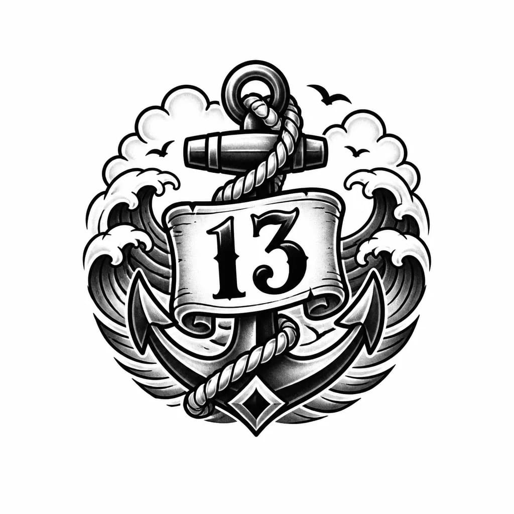 Тату эскиз: создай тату с цифрой 13 на плече