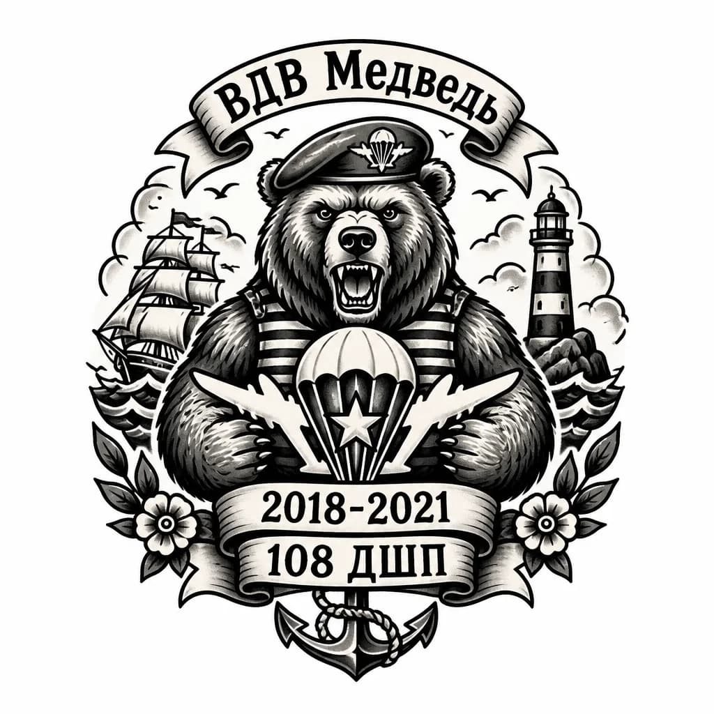 Тату эскиз: ВДВ Медведь 