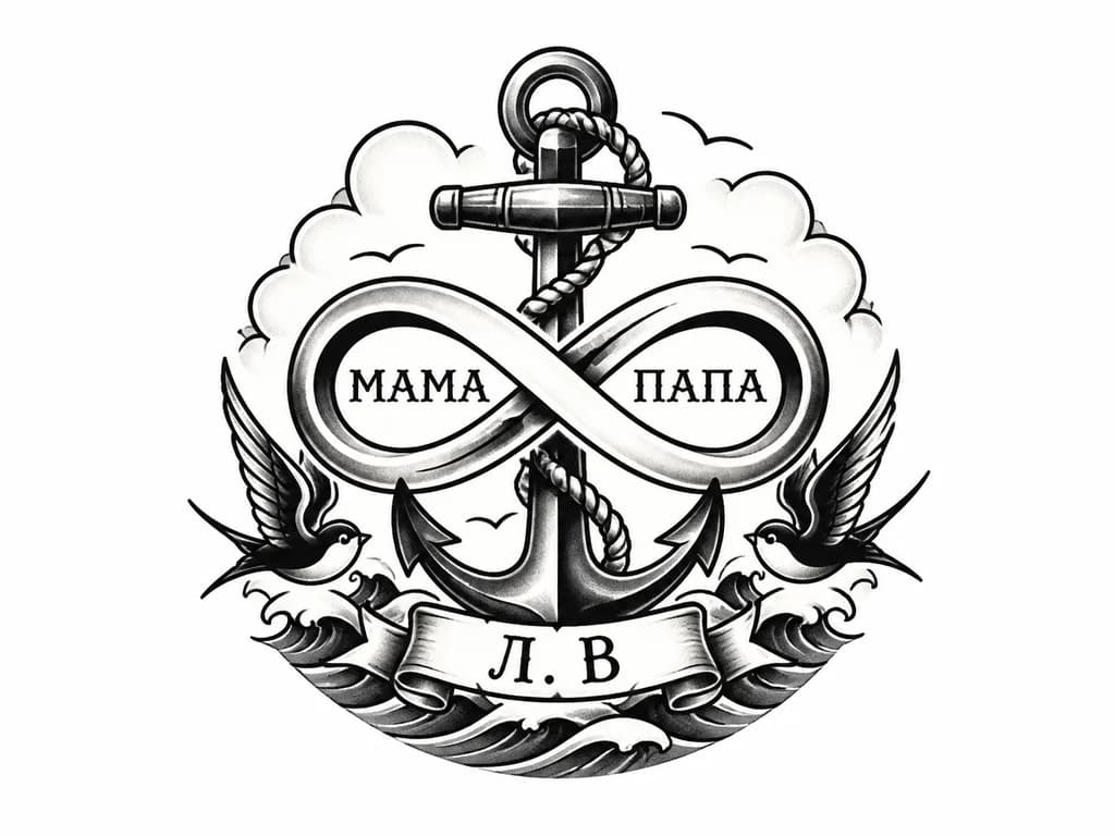 Тату эскиз: Символ бесконечности 
Мама папа
Л
В