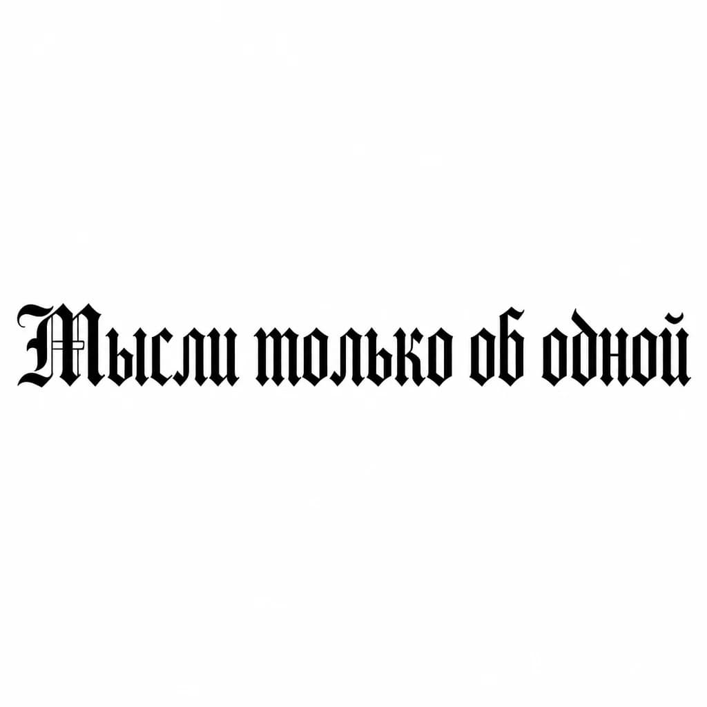 Тату эскиз: Font: Мысли только об одной (old english blackletter)