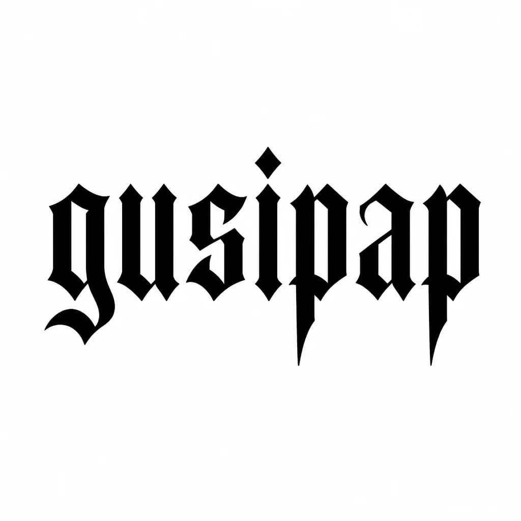 Тату эскиз: Font: gusipap (gothic dark lettering)