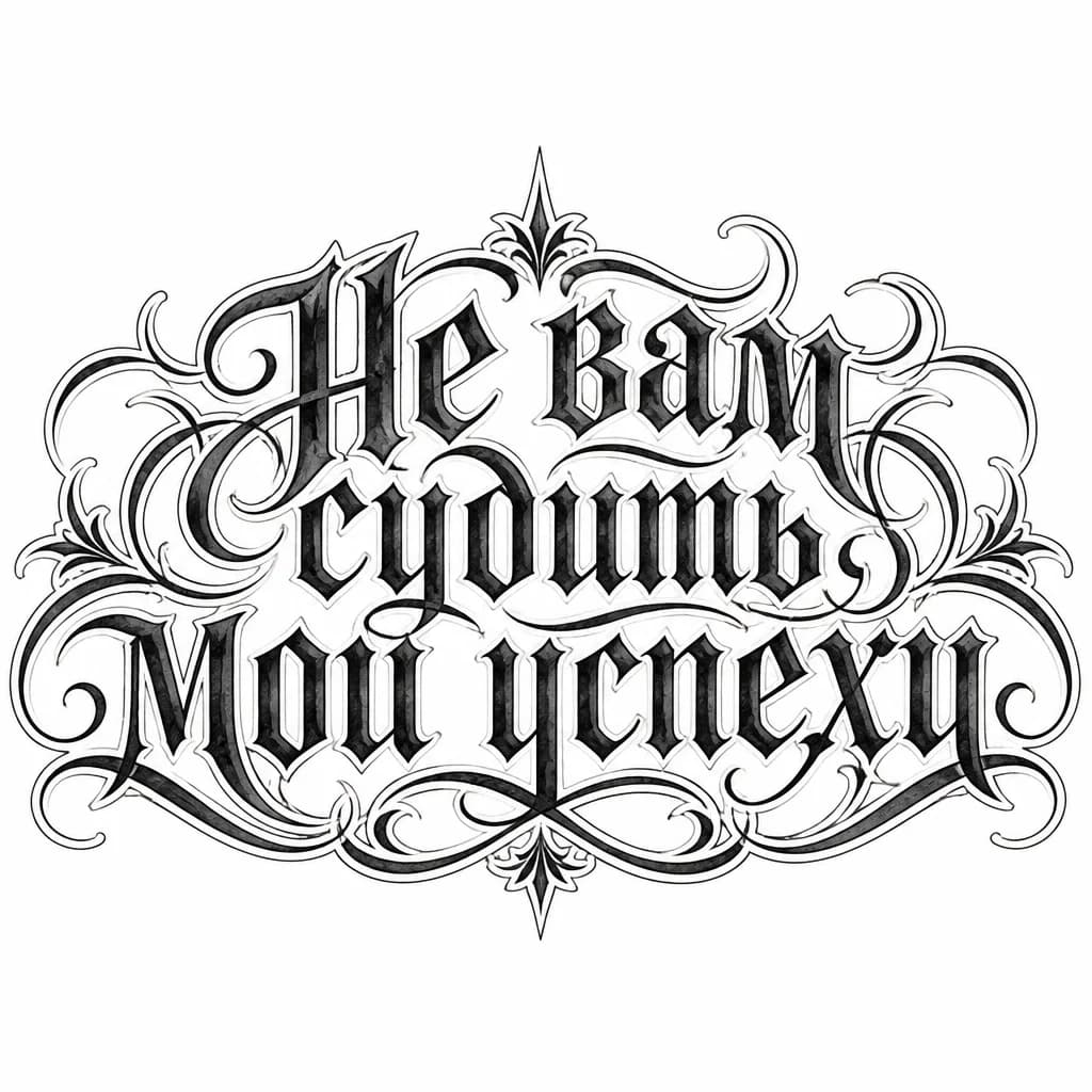 Тату эскиз: Контур вокруг текста