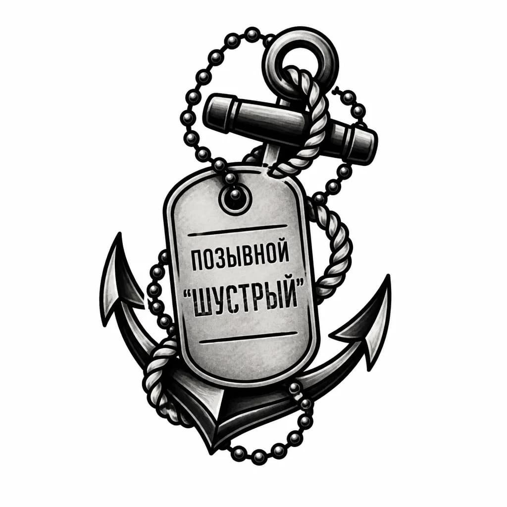 Тату эскиз: Военный жетон с позывным «Шустрый» 