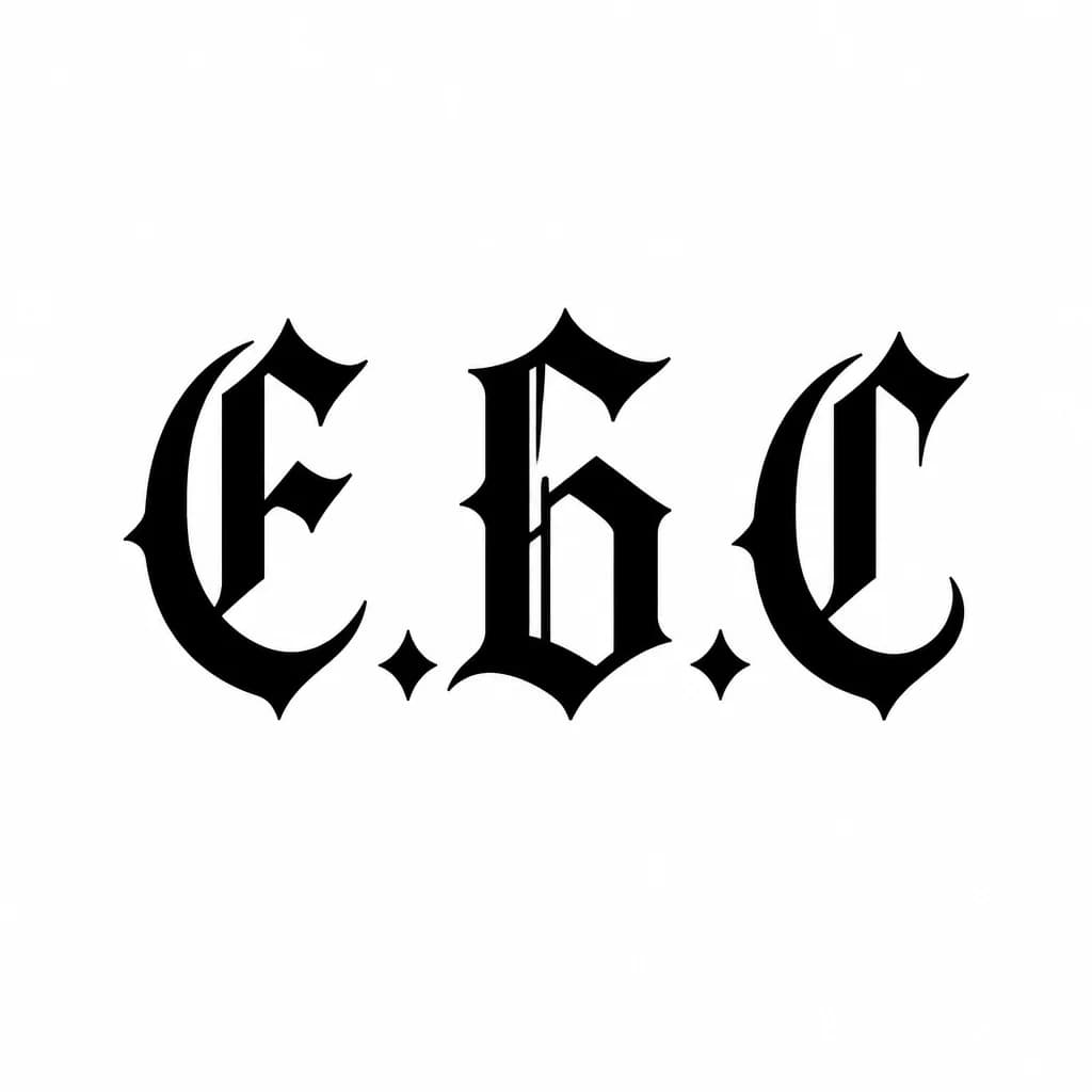 Тату эскиз: Font: Е.Б.С (gothic dark lettering)