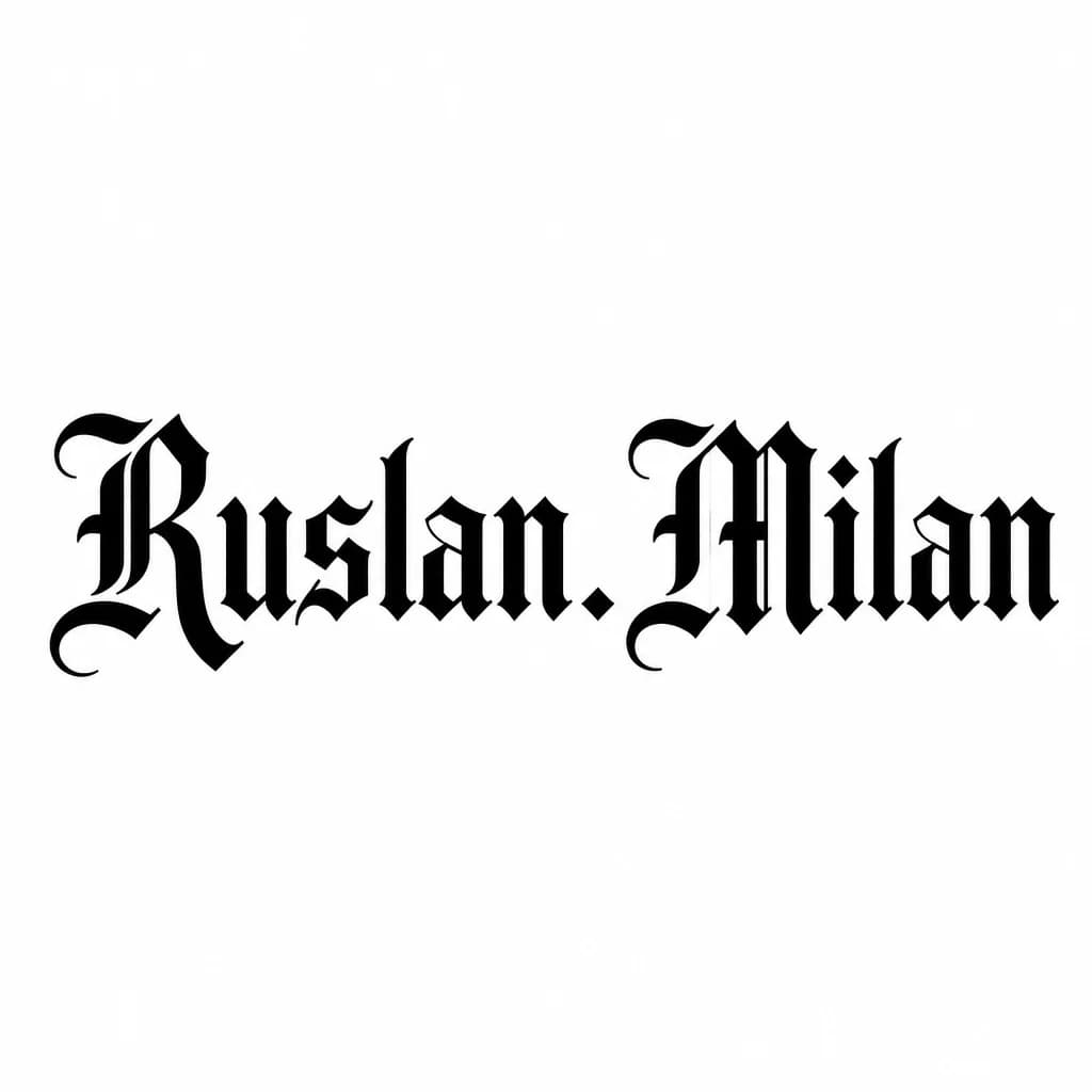 Тату эскиз: Font: Ruslan
Milan (old english blackletter)