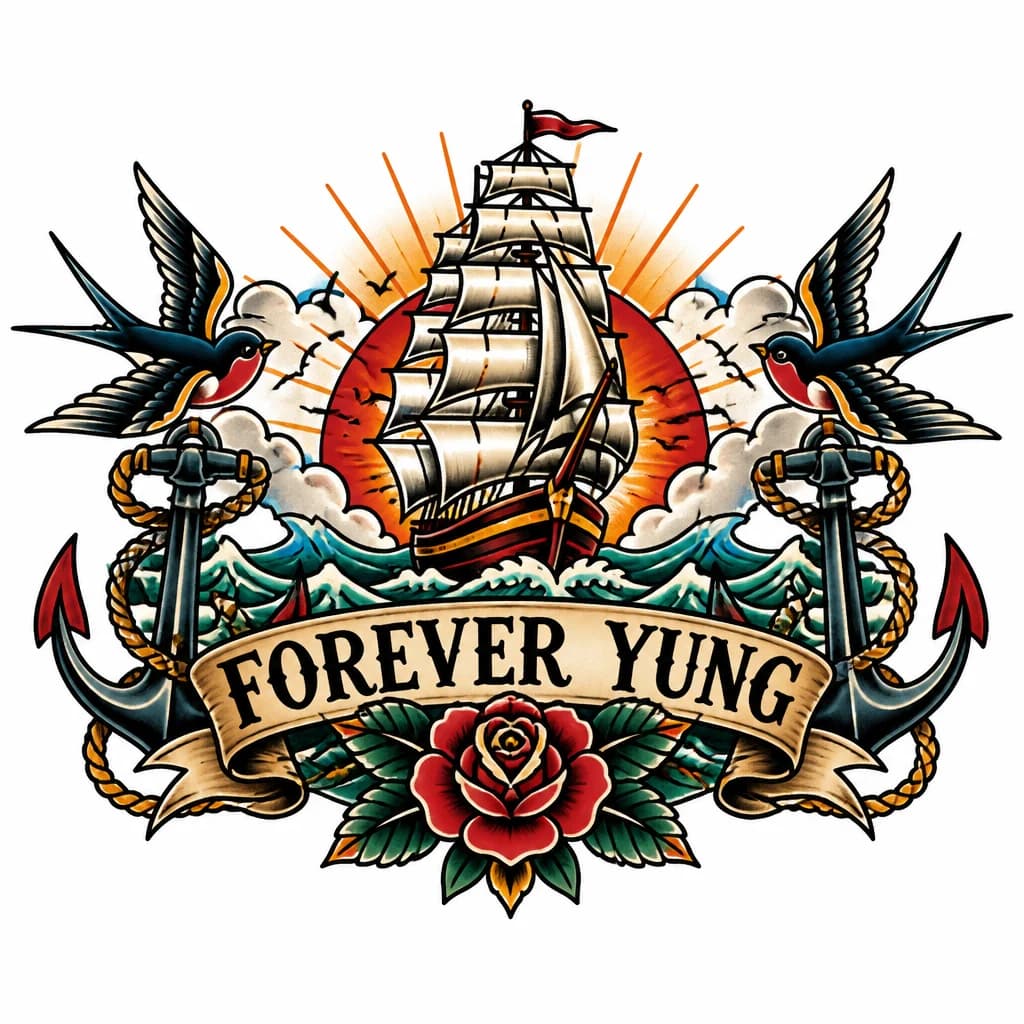 Тату эскиз: Forever Yung