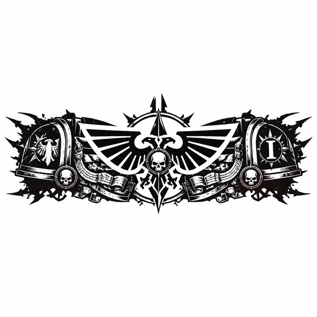 Тату эскиз: В стиле Warhammer 40000 с символикой лоялистов на всё предплечье