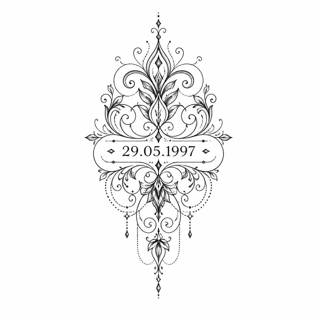 Тату эскиз: Татуировка по дате рождения 29.05.1997. Для девушки 