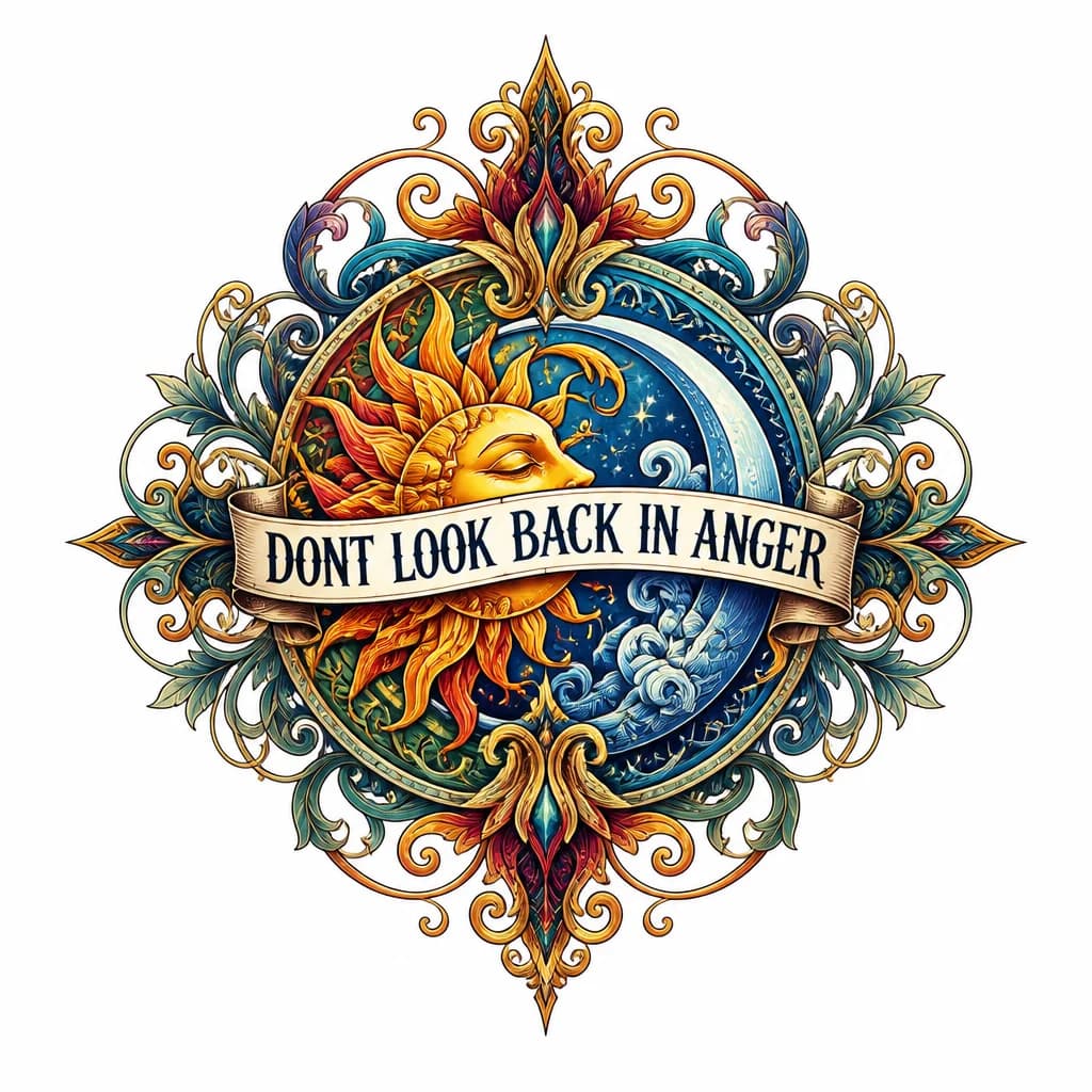 Тату эскиз: Создать макет тату на тему "Don`t look back in anger"