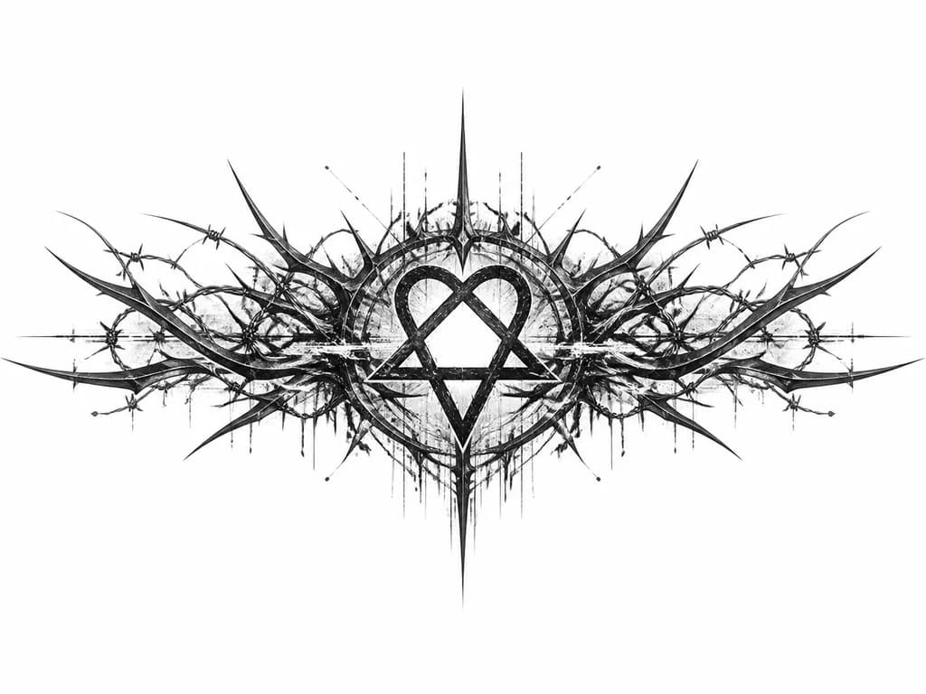 Тату эскиз: heartagram группы HIM