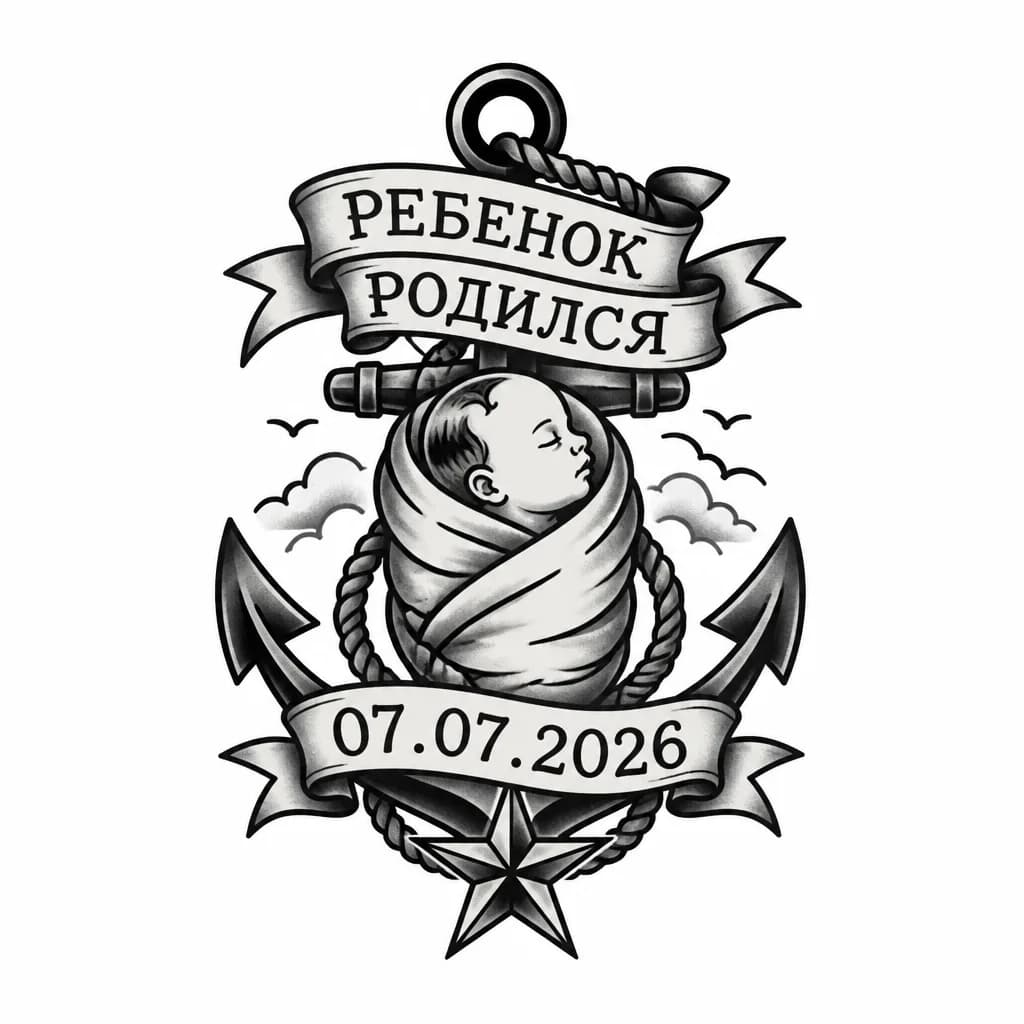 Тату эскиз: Ребенок родился 