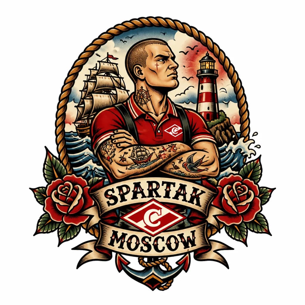 Тату эскиз: Spartak Moscow ultras hooligans