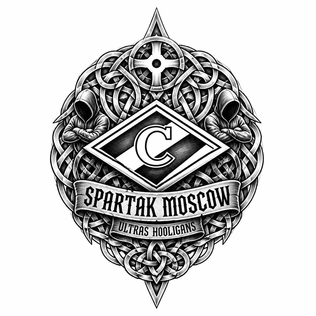 Тату эскиз: Spartak Moscow ultras hooligans