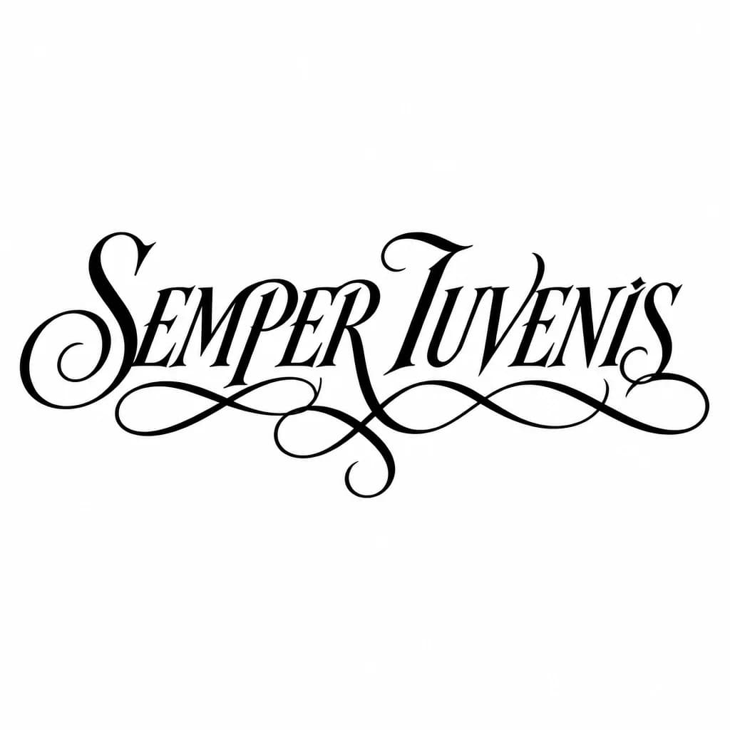 Тату эскиз: Font: SEMPER IUVENIS (elegant calligraphy)
