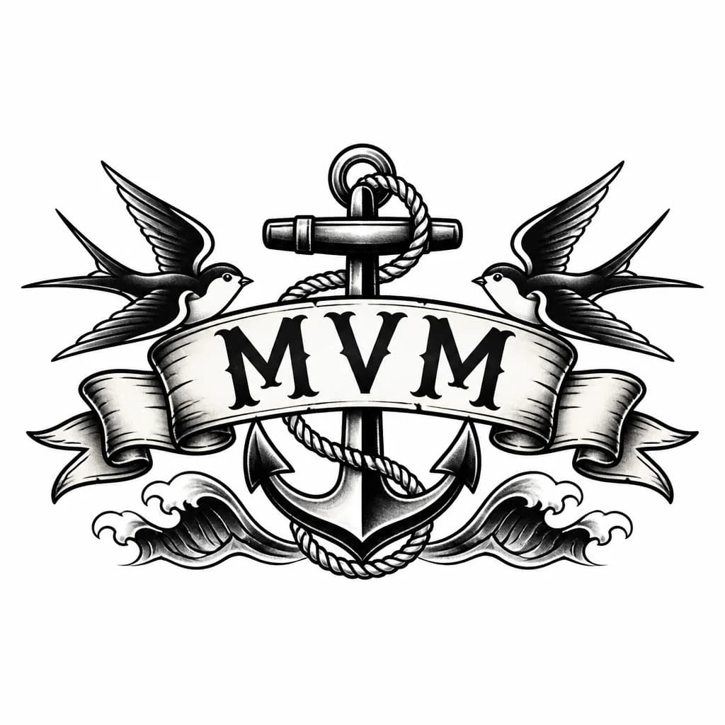 Тату эскиз: Буквы MVM