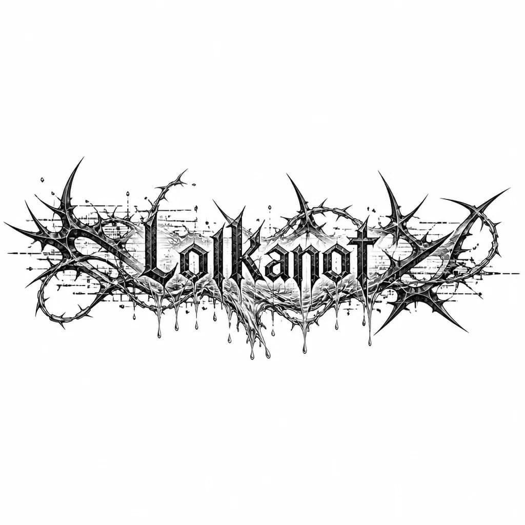 Тату эскиз: Слово Lolkanot из букв течёт кровь и раны
